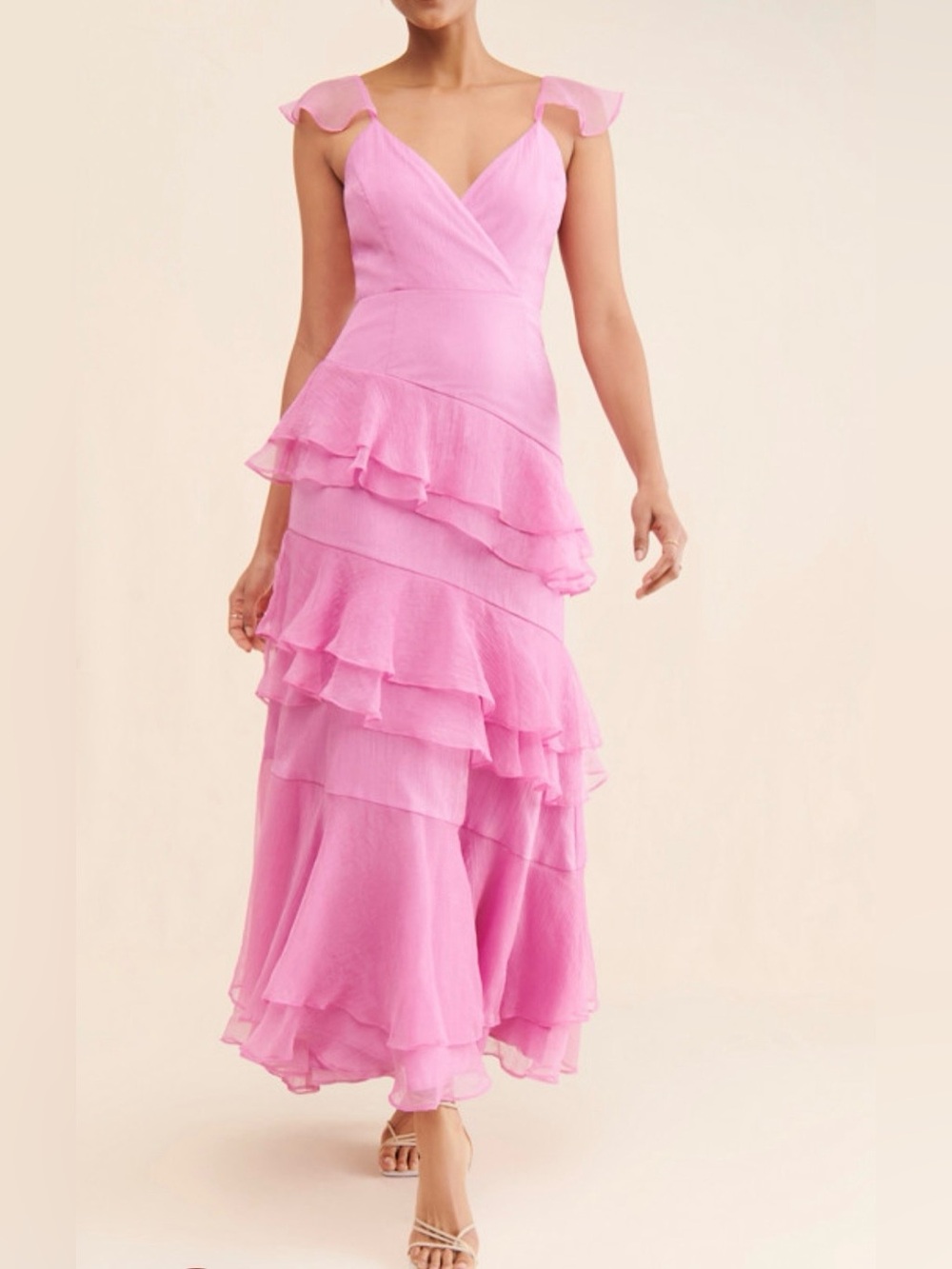Hutch Tiered Shimmer Chiffon Maxi Dress
